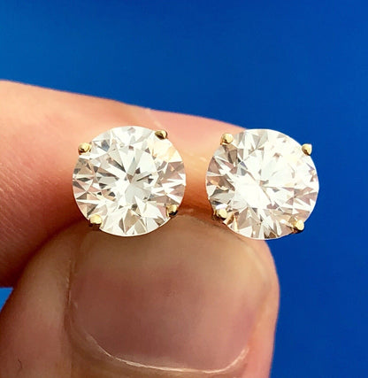 Stunning 14K Yellow Gold Round Cubic Zirconia CZ Statement Stud Earrings