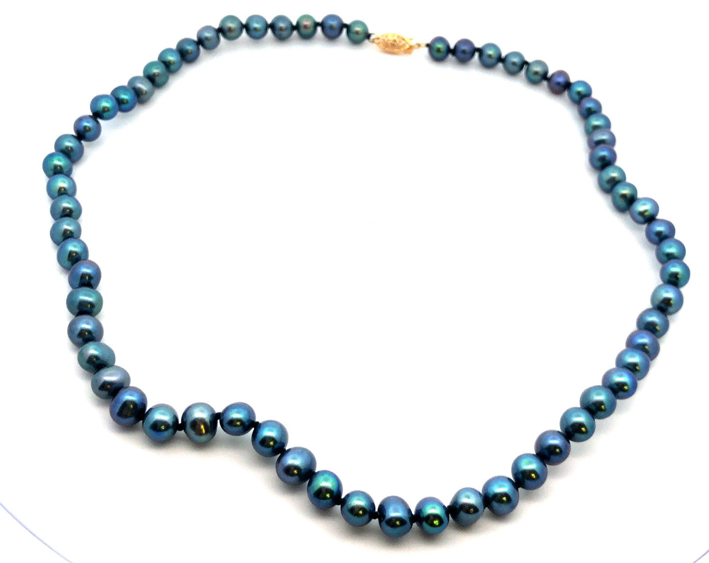 Designer FIC 14k Yellow Gold 18.75" Iridescent Black 7mm Pearl Necklace