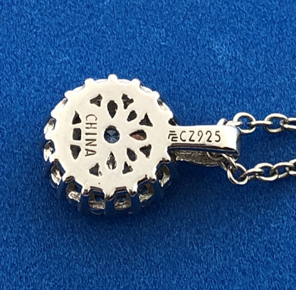 Exquisite 925 Sterling Silver Cubic Zirconia CZ Solitaire Halo Eternity Necklace