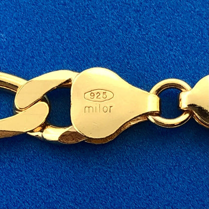 Milor Italy 925 Sterling Silver Vermeil Gold Tone Unisex Figaro Link Necklace