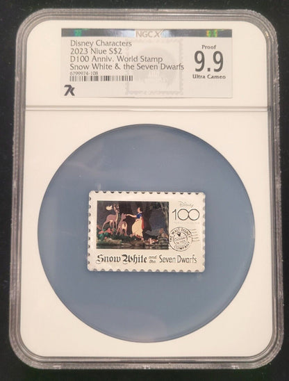 2023 $2 Niue NGC X Proof 9.9 Disney 100 World Stamp - Snow White 1oz .999 Silver