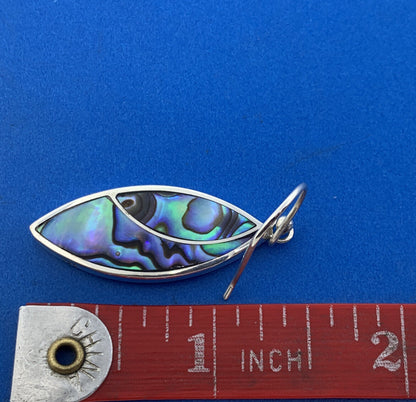 Designer 925 Sterling Silver Abalone Black Onyx Inlay Dangle Drop Hook Earrings