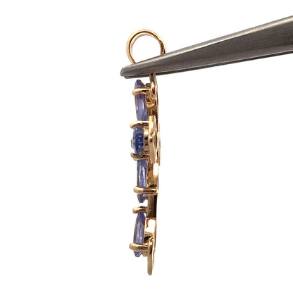 Designer Mexico 14K Yellow Gold Pear Tanzanite Diamond Accent Cross Pendant