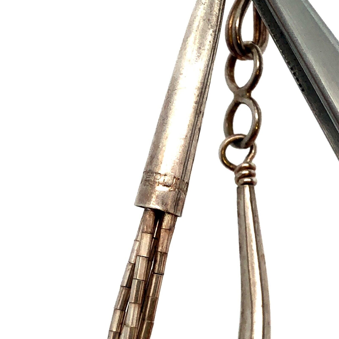 Native American 925 Sterling Silver Turquoise Liquid Silver 5 Strand Necklace