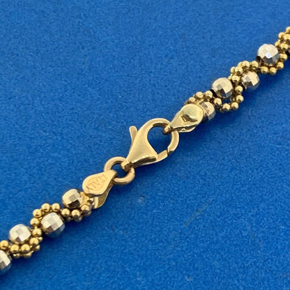 Designer Italy 14K Yellow White Gold Turquoise Bead Disco Gold Ball Necklace