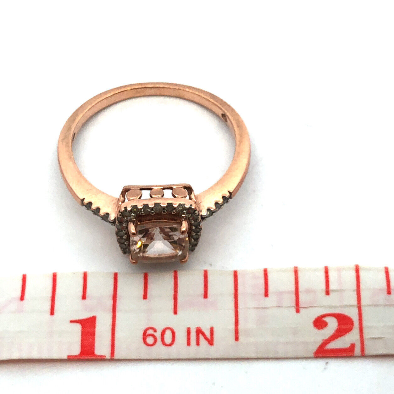 Zales Designer 10K Rose Gold Cushion Cut Morganite Diamond Halo Engagement Ring