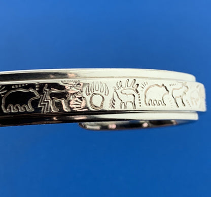 Harold Lujan Taos Pueblo 925 Sterling Silver Storyteller Statement Cuff Bracelet