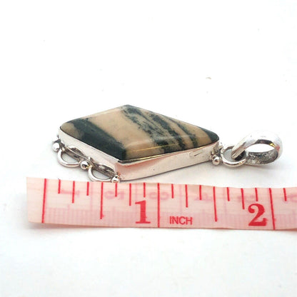 925 Sterling Silver Brown Zebra Jasper Statement Pendant