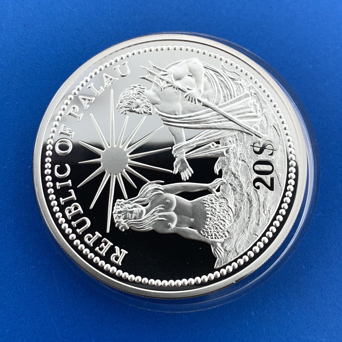 1994 Republic Palau $20 5 Oz Silver Independence Colorized Proof Coin Low Mntg