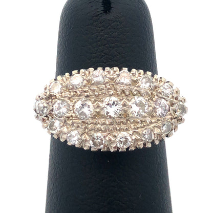 Vintage 14k White Gold Diamond Cluster Ring