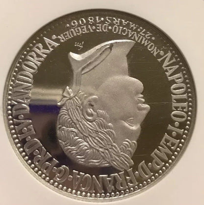 1964 Andorra Platinum 50 Diners Napoleon NGC Proof 64 UC Super Rare 1 Of 3 Mntg
