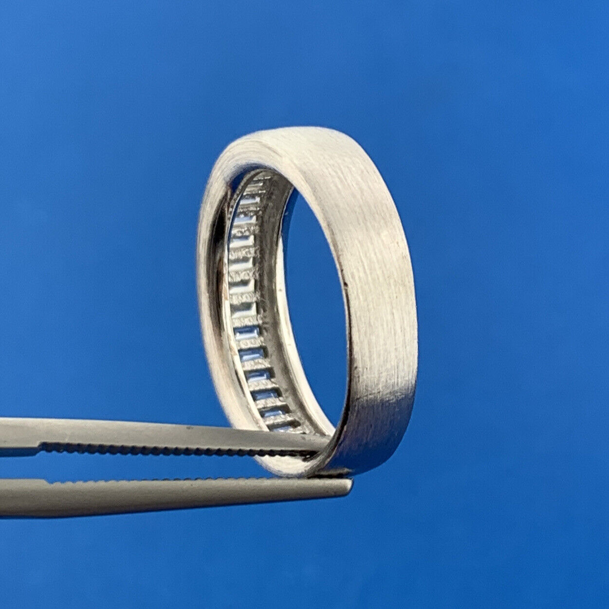 Designer SW Sterling Silver 925 Baguette CZ Brushed Channel Set Ring Size 6