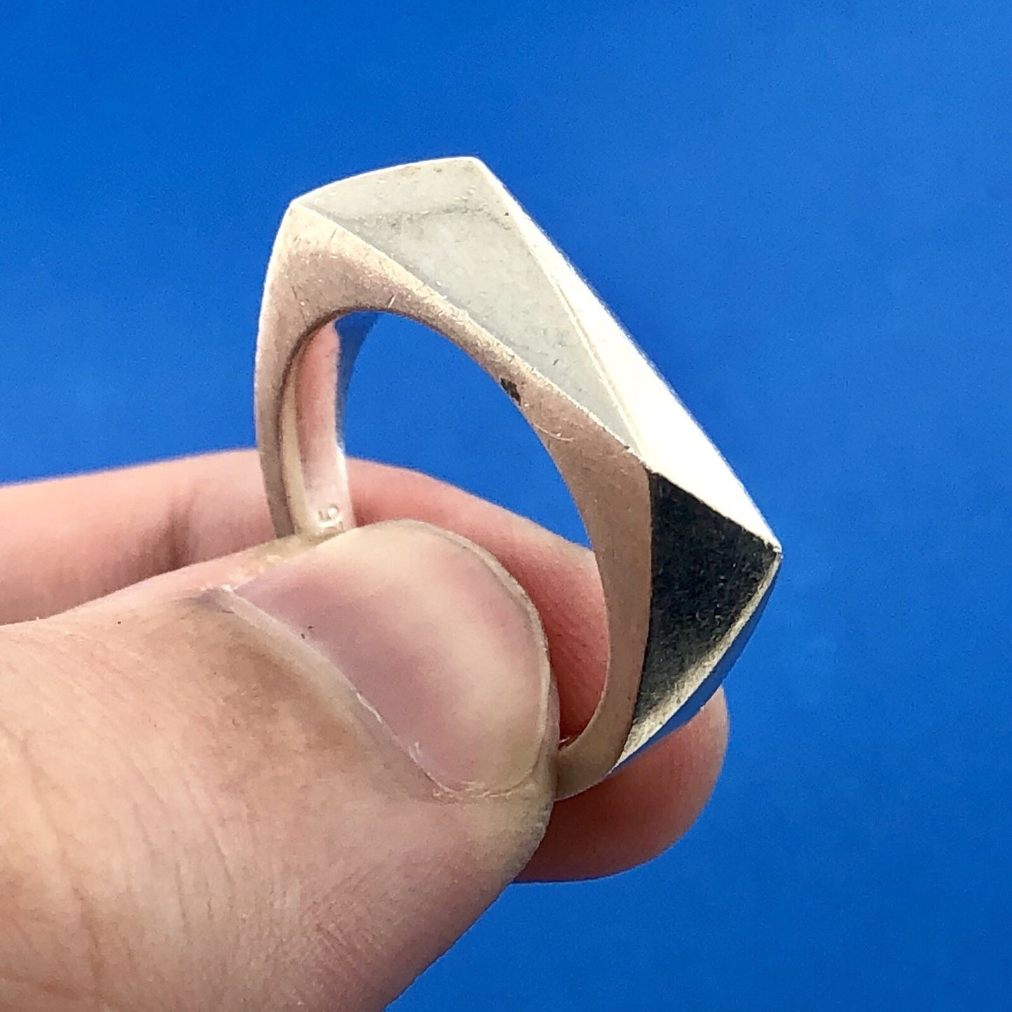 Authentic Modern Sterling Silver Fossil Ring - Size 7.75