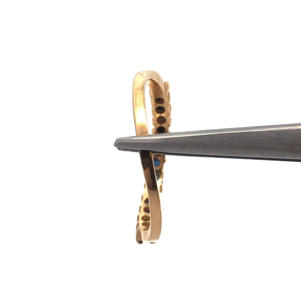 Designer 14K Yellow Gold Blue Sapphire Stackable Wave Band Ring