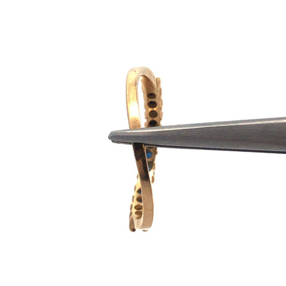 Designer 14K Yellow Gold Blue Sapphire Stackable Wave Band Ring