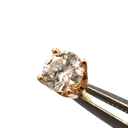 Estate 14K Yellow Gold Round Diamond Solitaire Stud Earrings