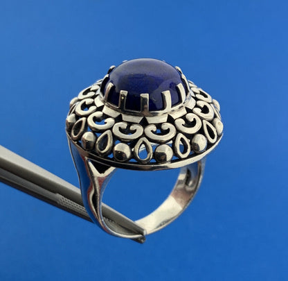 Designer Doug Paulus DP Sterling Silver Lapis Lazuli Statement Cocktail Ring