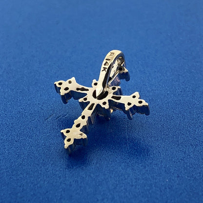 14K White Gold Diamond Encrusted Cross Easter Communion Bible Religious Pendant