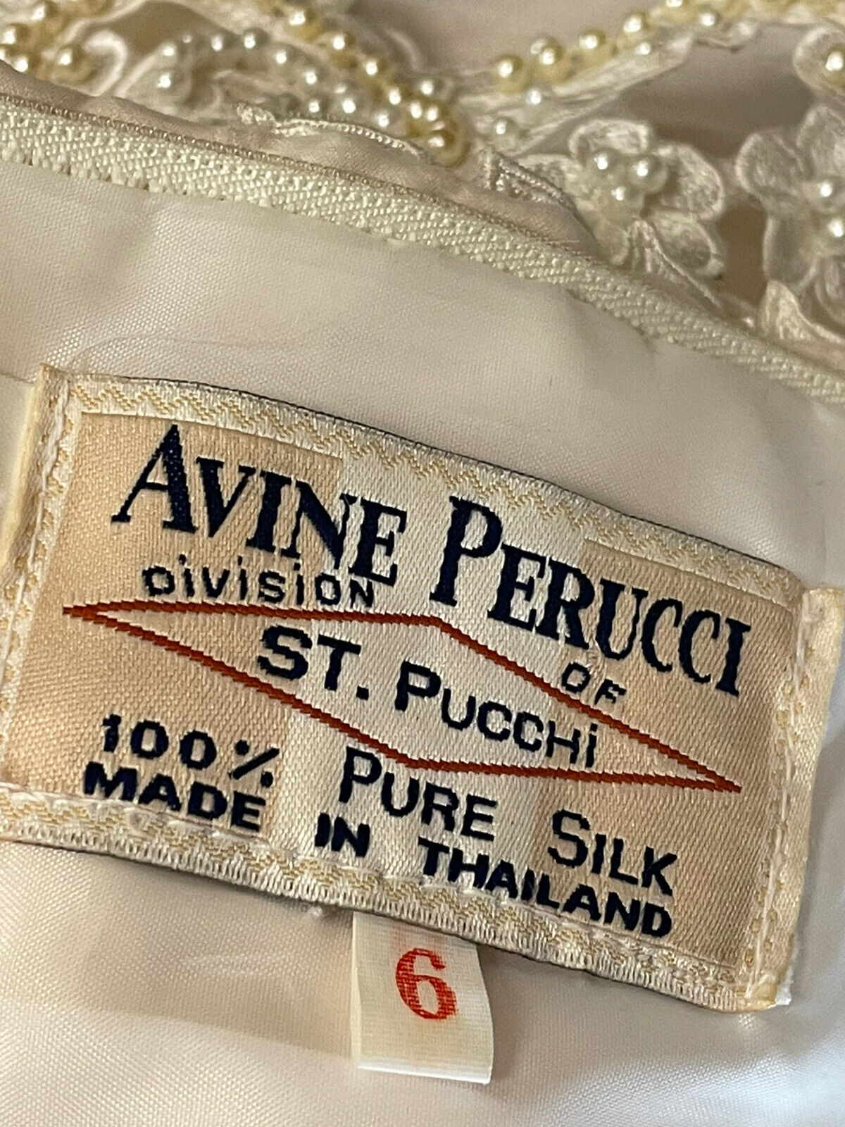 Avine Perucci St. Pucchi Bridal Dress Gown 100% Silk Size 6