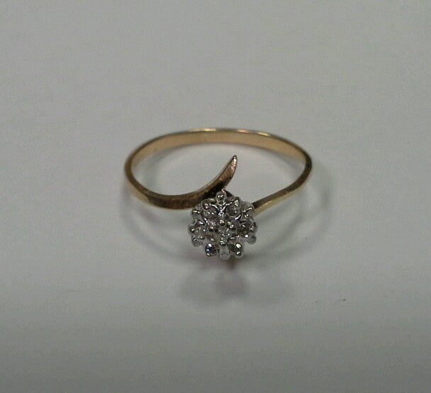 10k Yellow Gold Ring with .05tcw 1/20 Diamond Cluster Size 6.25