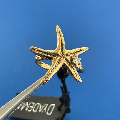 Designer Dyadema Italy 925 Sterling Silver Vermeil Cubic Zirconia Star Fish Ring