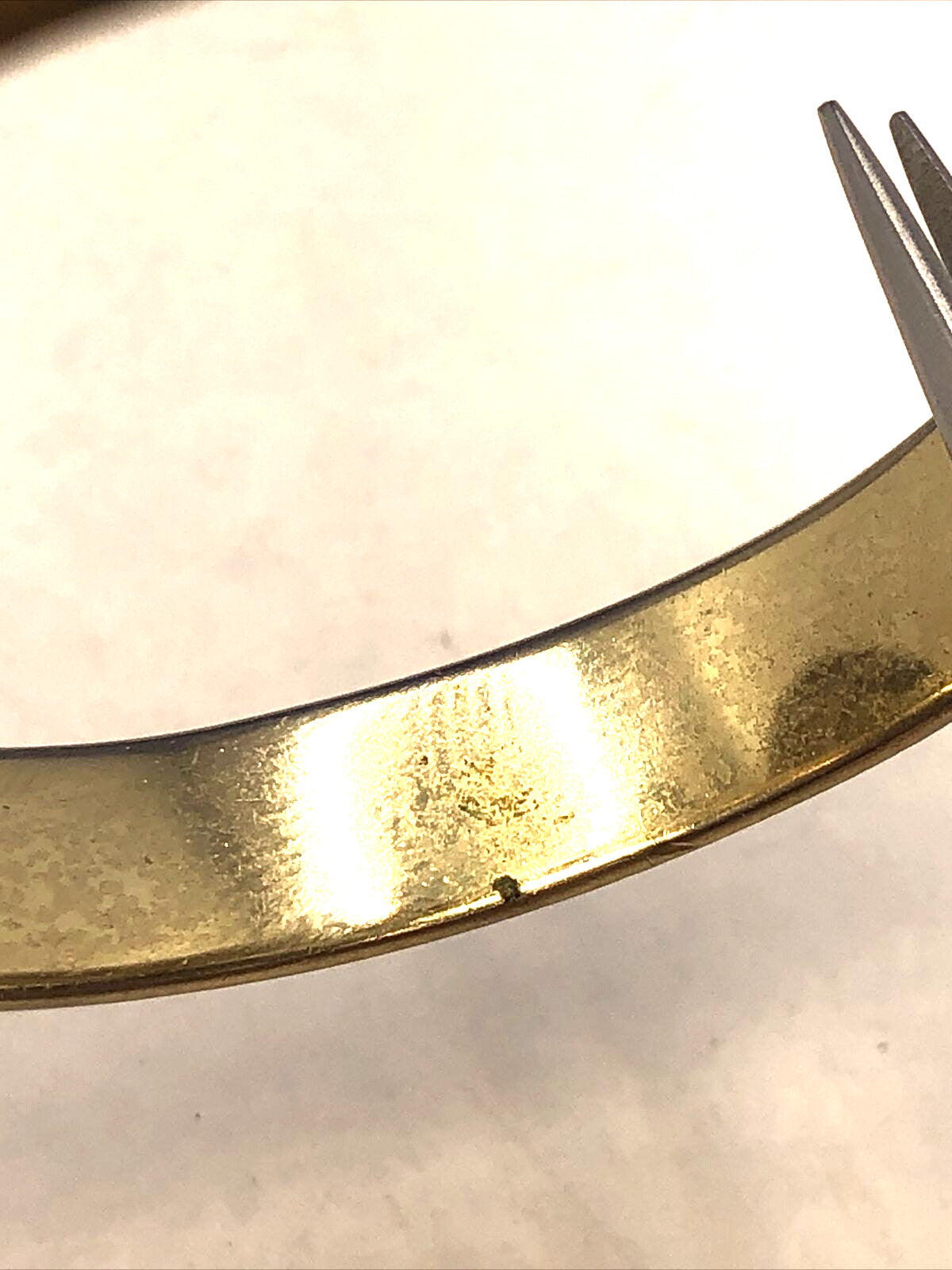 Vintage Designer Whiting & Davis Gold Tone Oval Hinged Cuff Bracelet