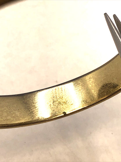 Vintage Designer Whiting & Davis Gold Tone Oval Hinged Cuff Bracelet