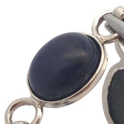 Estate 925 Sterling Silver Oval Cabochon Blue Lapis Lazuli Tennis Bracelet