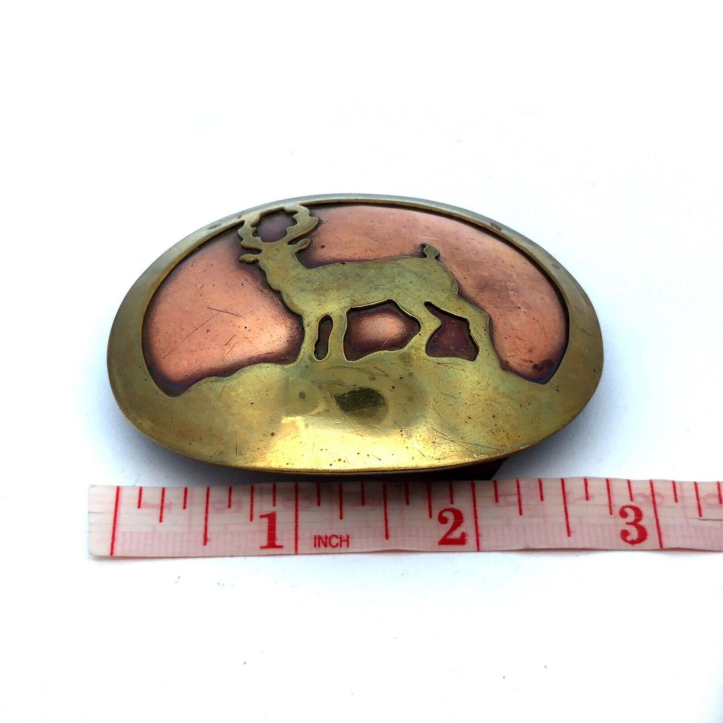 Designers Jacobson & Shimoda Copper Brass Deer Buch Huntsman Oval Belt Buckle
