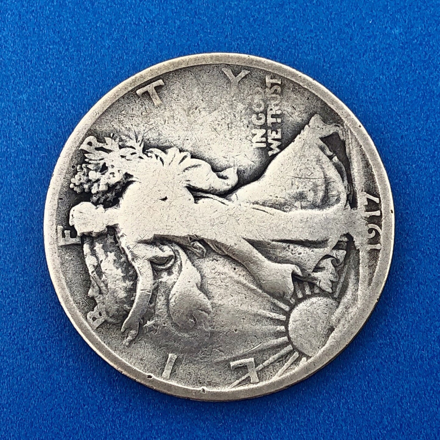 1917 S Reverse Silver Walking Liberty Half Dollar 50c Better Key San Fran Coin