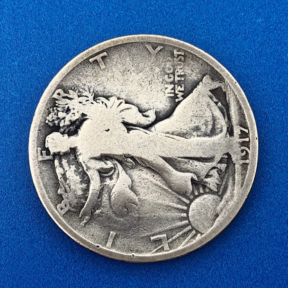 1917 S Reverse Silver Walking Liberty Half Dollar 50c Better Key San Fran Coin