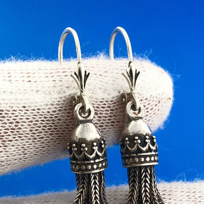 Retro 925 Sterling Silver Balinese Chandelier Drop Dangle Leverback Earrings