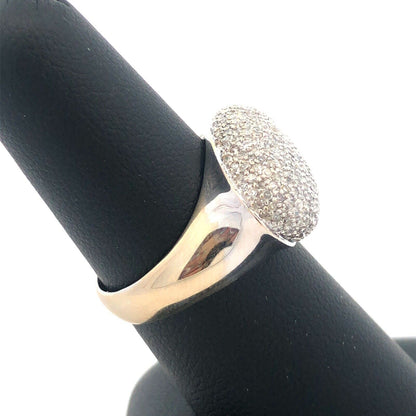 Stunning Designer 14K White Gold Pave Diamond Dome Cocktail Ring