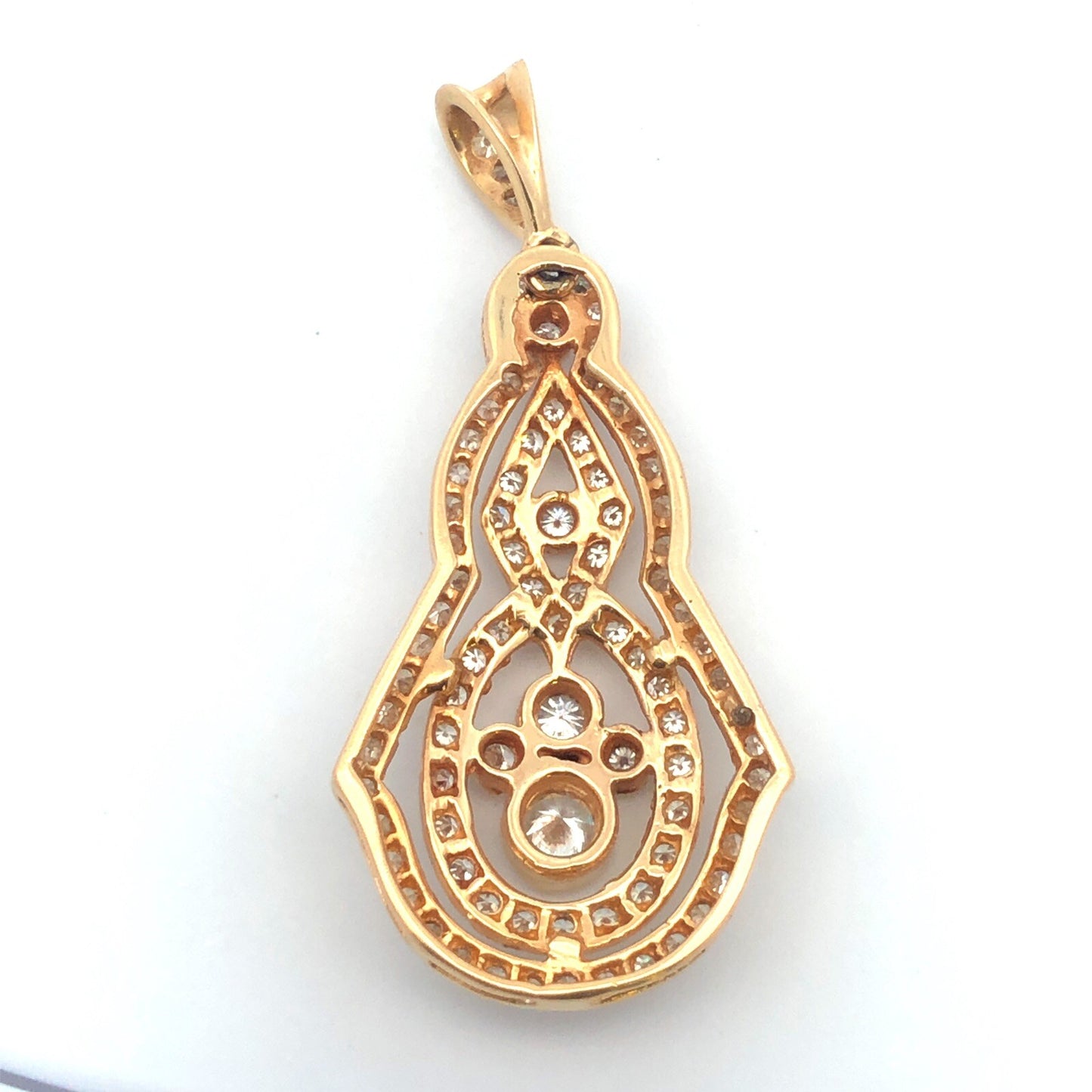 Designer 14K Yellow Gold Diamond Cluster Infinity Statement Anniversary Pendant