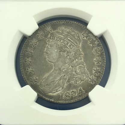 1824 Capped Bust Silver Half Dollar 50c Lettered Edge NGC XF45 Early US Coin
