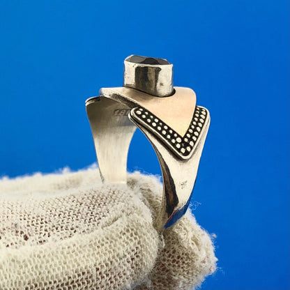 Designer 18K Yellow Gold 925 Sterling Silver Estruscan Style Cocktail Ring