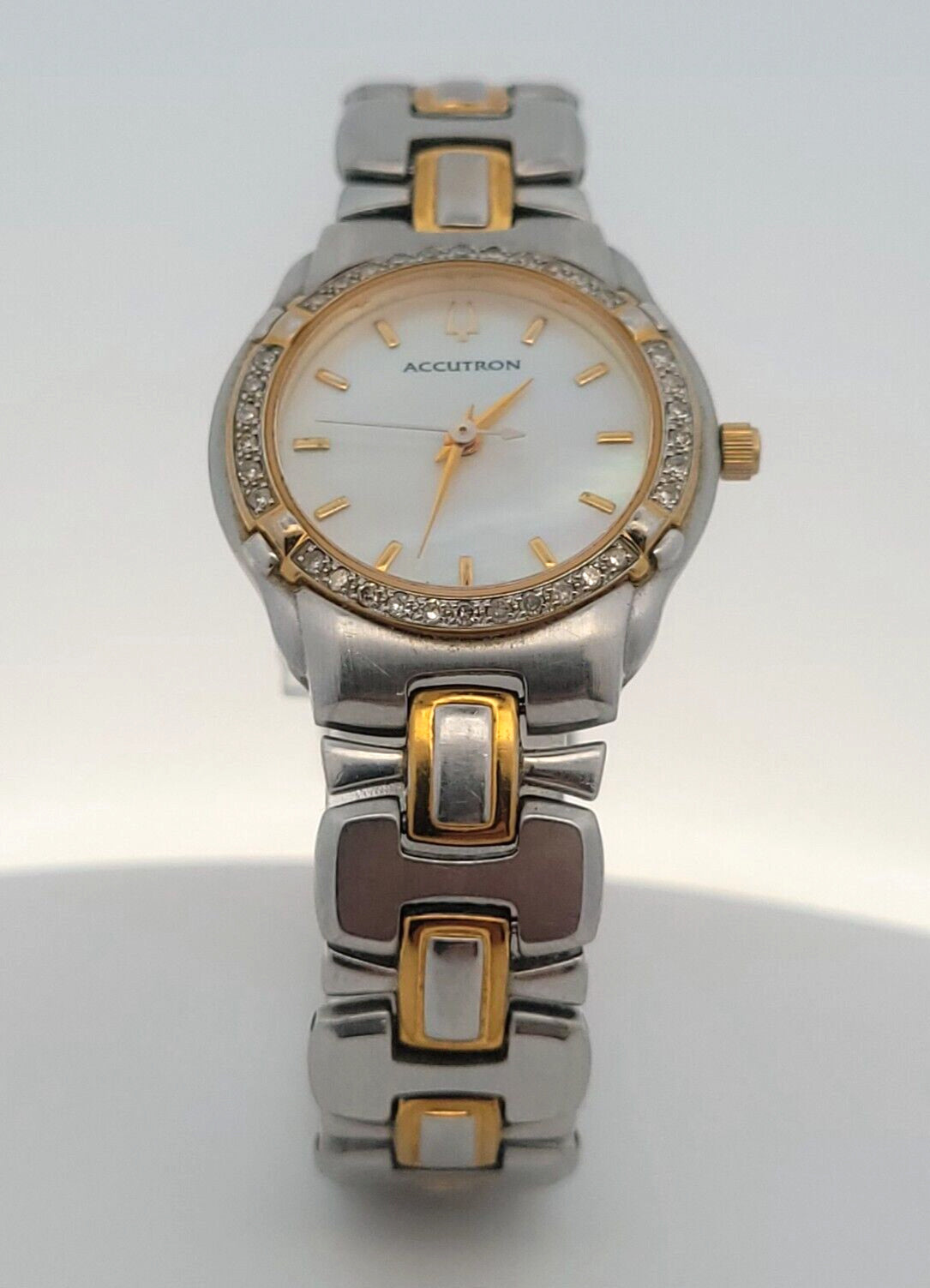 Ladies Bulova Accutron Barcelona Mother of Pearl Dial Diamond Bezel Quartz Watch