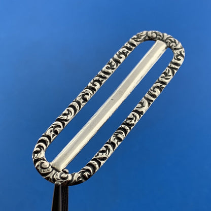 Vintage 925 Sterling Silver Baroque Scroll Scarf Cloth Belt Slide Buckle