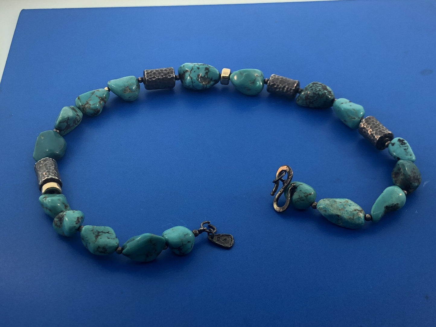 Vintage SILPADA 925 Sterling Silver Chunky Turquoise Nugget Statement Necklace