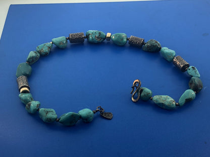 Vintage SILPADA 925 Sterling Silver Chunky Turquoise Nugget Statement Necklace