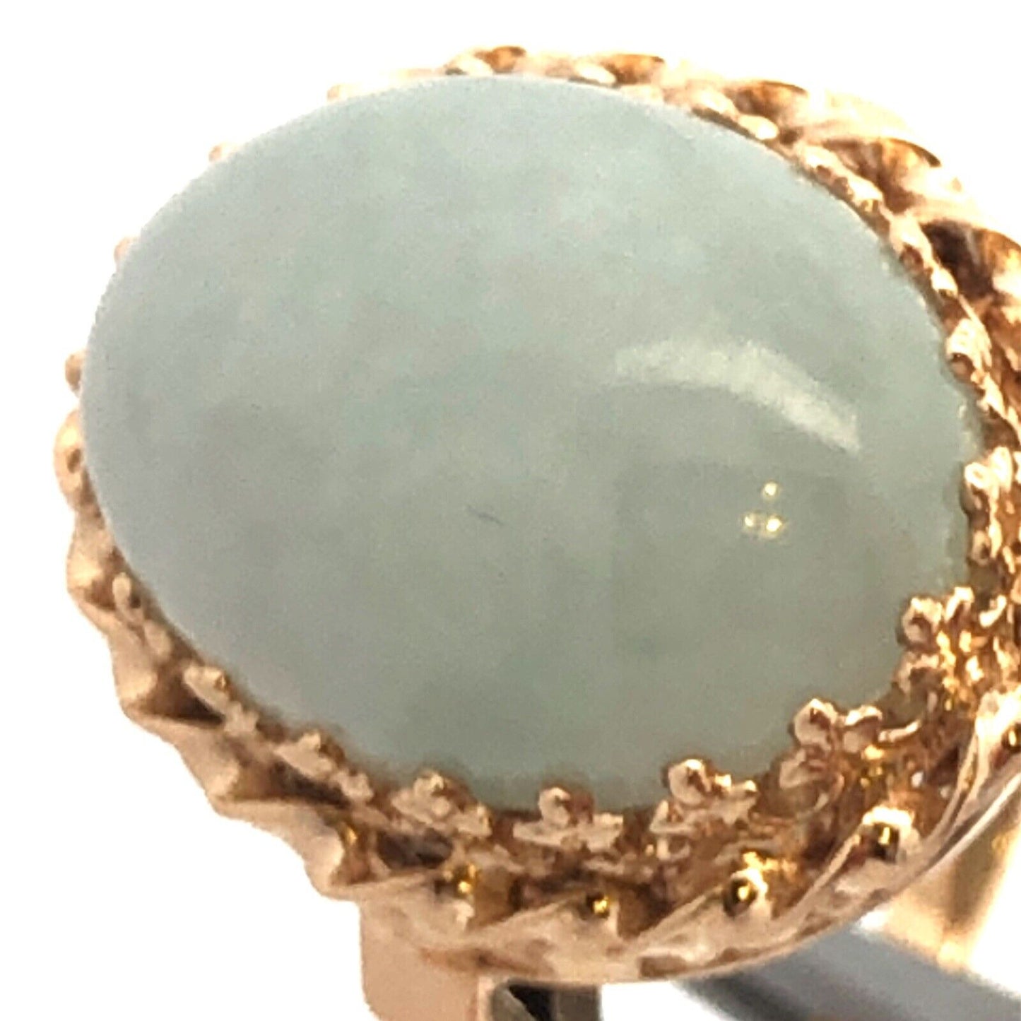 Designer CID 14K Yellow Gold Oval Cabochon Jade Statement Ring