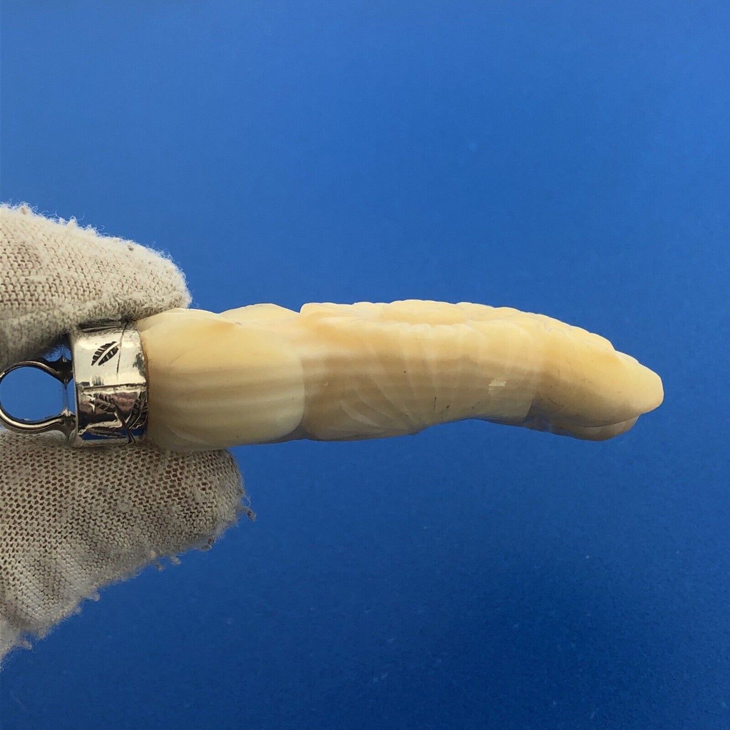 Native American Sterling Silver Hand Carved Mother Of Pearl Statement Pendant