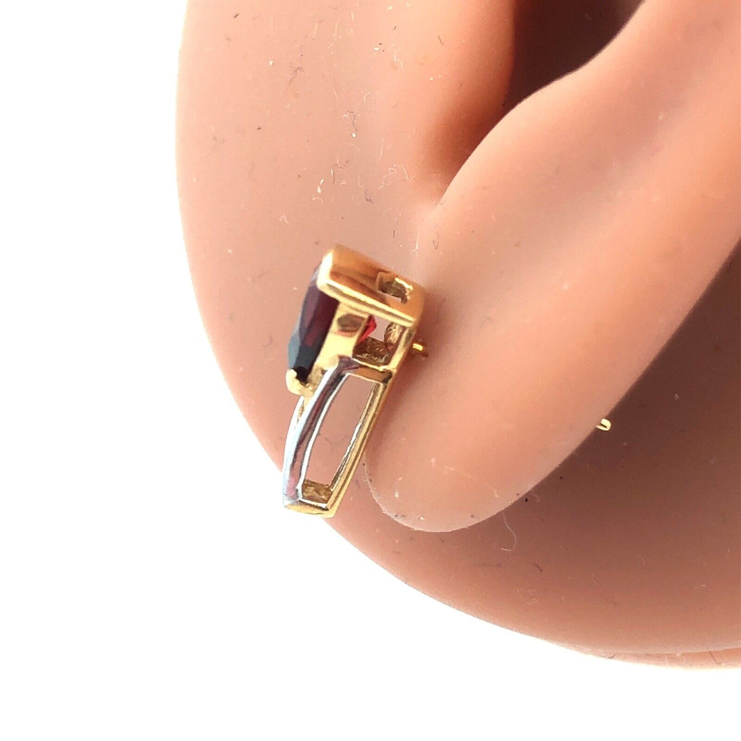 Designer 14K Yellow Gold Trillion Garnet Diamond Accented Stud Earrings