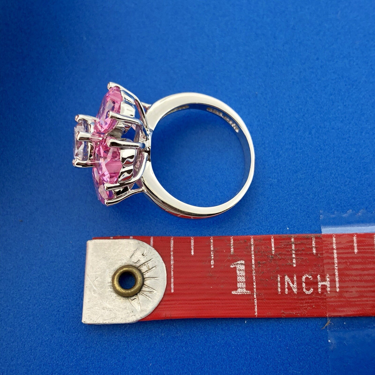 Nolan Miller Sterling Silver Faux Pink Sapphire & Amethyst Flower Designer Ring