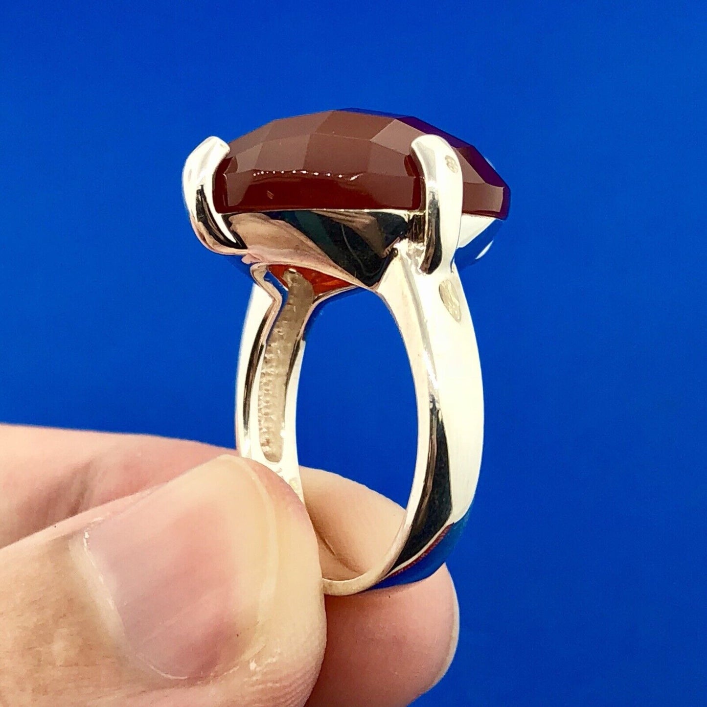 Designer Whitney Kelly WK 925 Sterling Silver Carnelian Solitaire Statement Ring