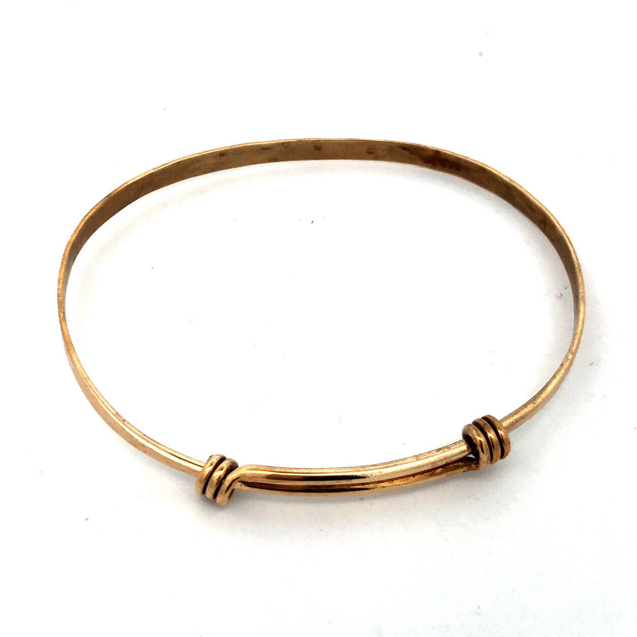 Vintage Brass Gold Tone Thin Stackable Bangle Adjustable Tension Bracelet