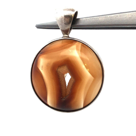 Designer DeCorte 925 Sterling Silver Brown Agate Druzy Protection Amulet Pendant