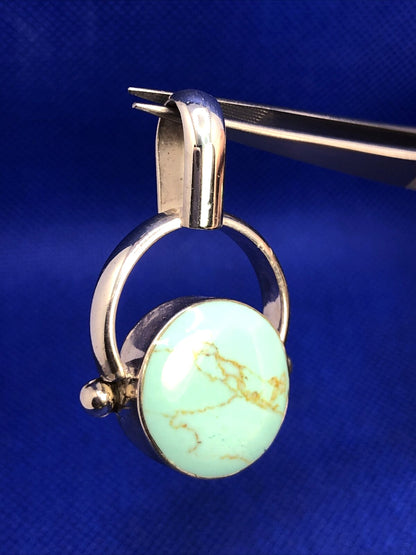 Designer 925 Sterling Silver Turquoise Cabochon Modernist Statement Pendant