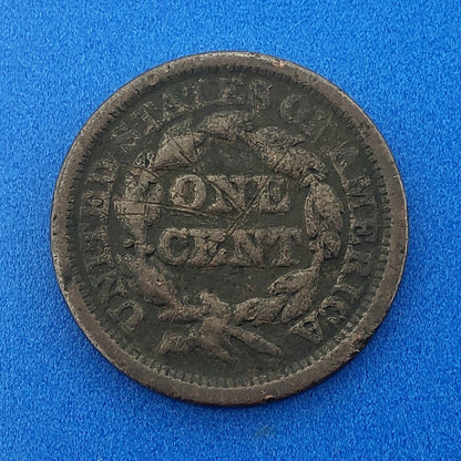 1845 Braided Hair Large Cent 1c Penny Philadelphia Mint Early American Copper
