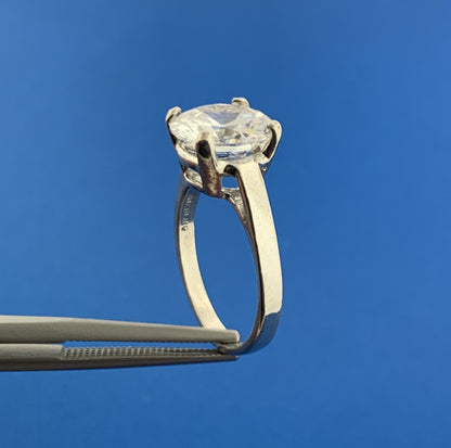 Designer Sterling Silver 925 Solitaire Cubic Zirconia Statement Engagement Ring